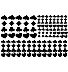 Stencils for etching card suits 128 pcs. (10x10, 15x15, 20x20 mm)