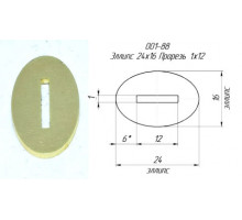 Spacers for knives (brass) 24x16x1.5mm with a hole 12x1mm