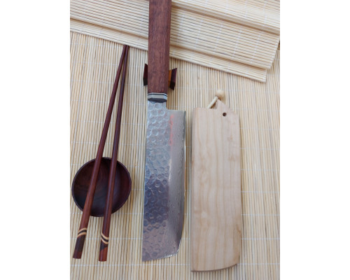 Kitchen knife Japanese Nakiri series Hammered Damascus Steel 165 mm