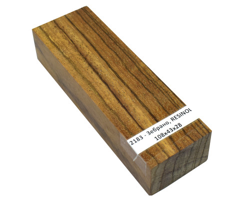 Stabilized wood block Zebrano RESINOL 108x43x28