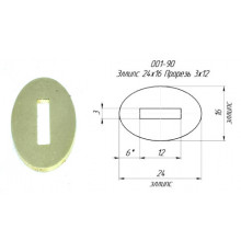 Spacers for knives (brass) 24x16x1.5mm, with a hole 12x3mm art.10743